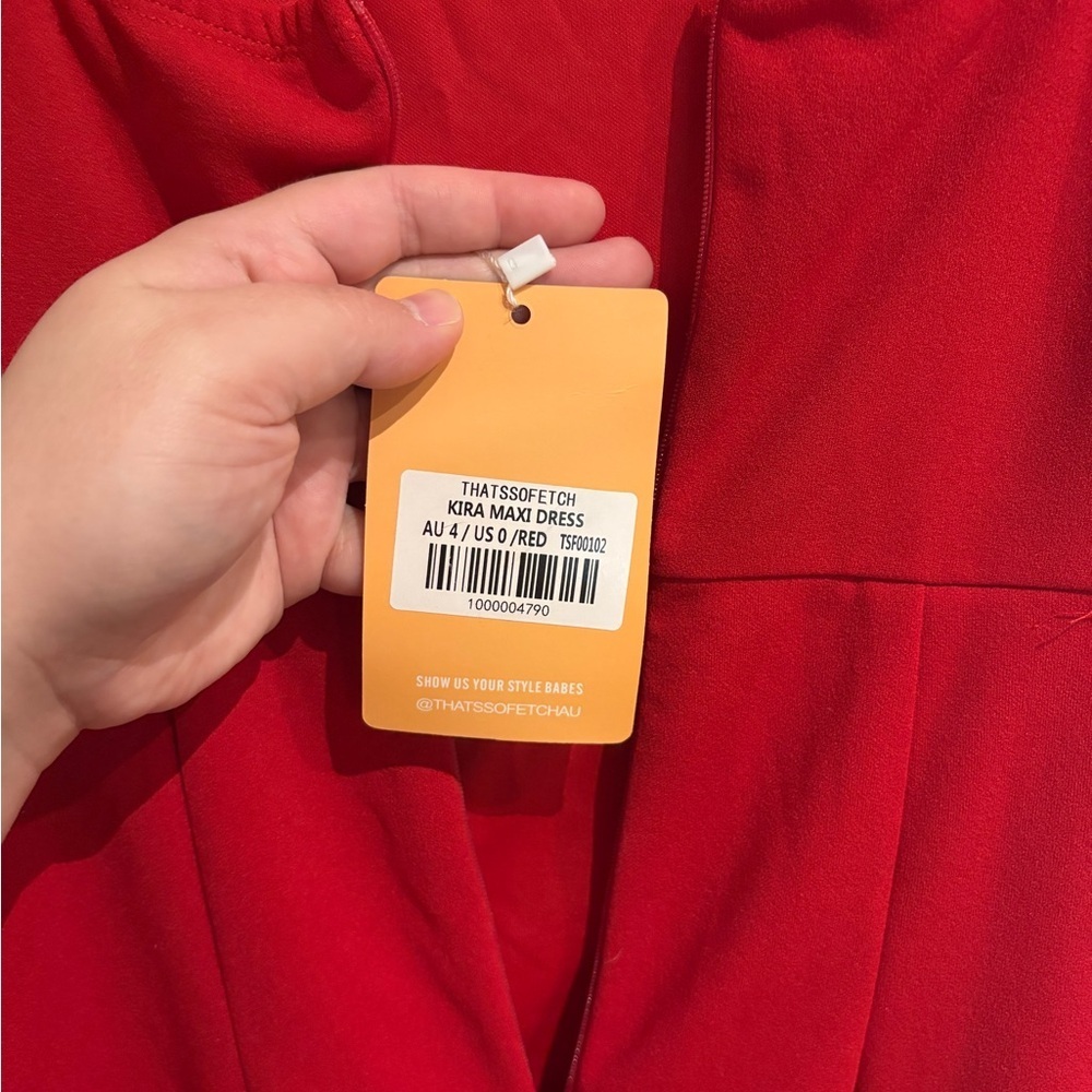 THATS SO FETCH Kira Maxi Dress Red Asymmetrical Neckline NWT 0 - Picture 7 of 9